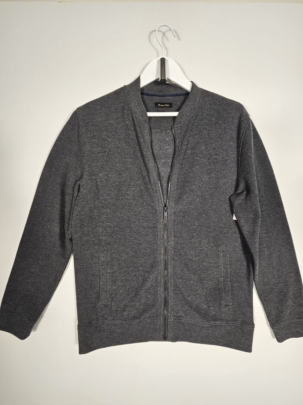 Massimo Dutti Men’s Grey Full-Zip Knit Bomber Jacket – Size L - Picture 3 of 8